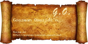 Goszman Osszián névjegykártya